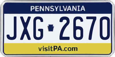 PA license plate JXG2670