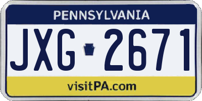 PA license plate JXG2671