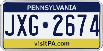 PA license plate JXG2674