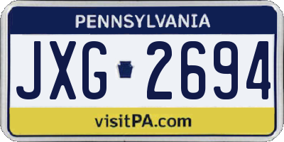 PA license plate JXG2694