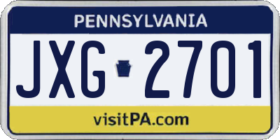 PA license plate JXG2701