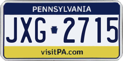 PA license plate JXG2715