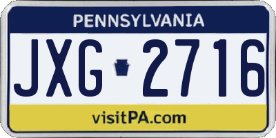 PA license plate JXG2716