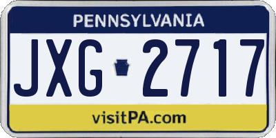 PA license plate JXG2717