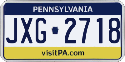 PA license plate JXG2718