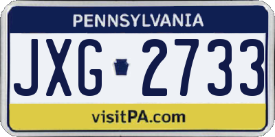 PA license plate JXG2733