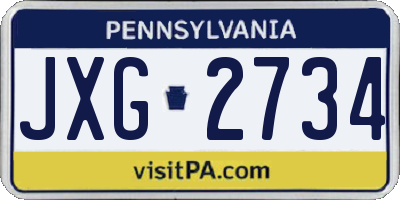 PA license plate JXG2734