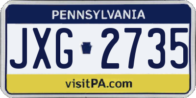 PA license plate JXG2735