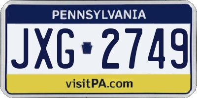 PA license plate JXG2749