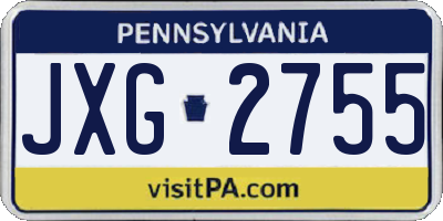 PA license plate JXG2755