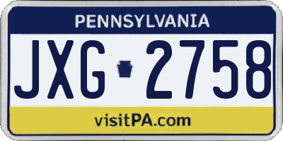 PA license plate JXG2758