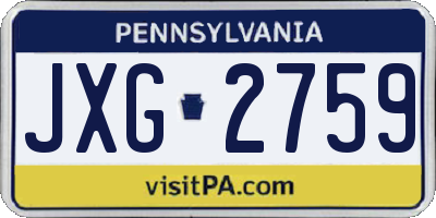 PA license plate JXG2759