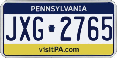 PA license plate JXG2765