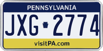 PA license plate JXG2774