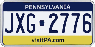 PA license plate JXG2776