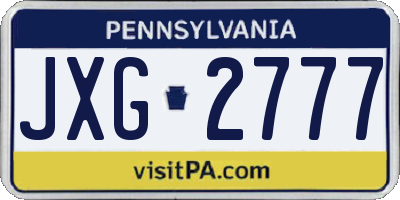 PA license plate JXG2777