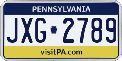 PA license plate JXG2789