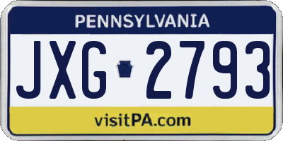 PA license plate JXG2793