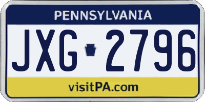 PA license plate JXG2796