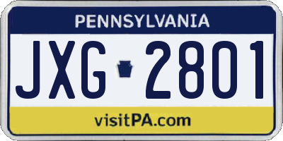 PA license plate JXG2801