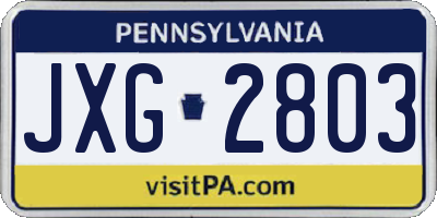 PA license plate JXG2803