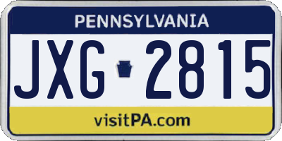PA license plate JXG2815