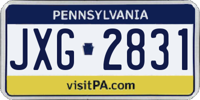 PA license plate JXG2831