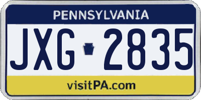 PA license plate JXG2835