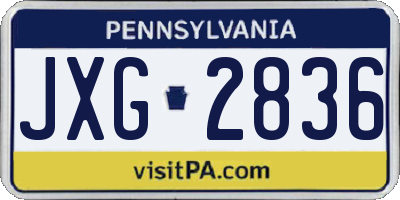 PA license plate JXG2836