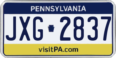 PA license plate JXG2837