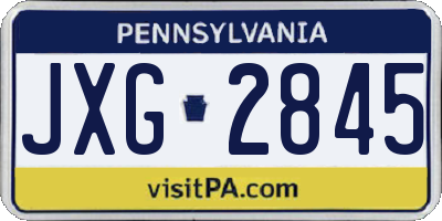 PA license plate JXG2845