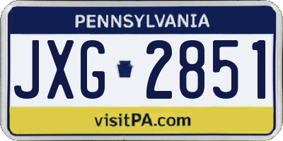 PA license plate JXG2851