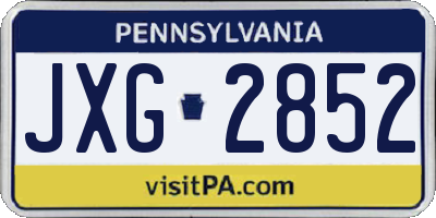 PA license plate JXG2852