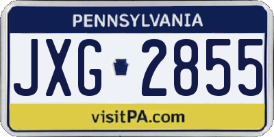 PA license plate JXG2855