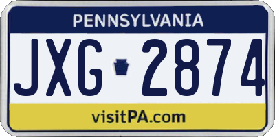 PA license plate JXG2874