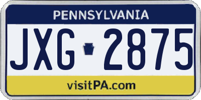 PA license plate JXG2875