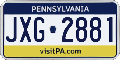 PA license plate JXG2881
