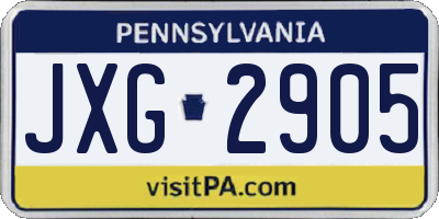 PA license plate JXG2905