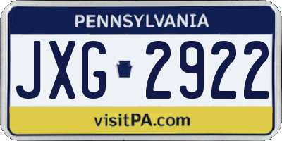 PA license plate JXG2922