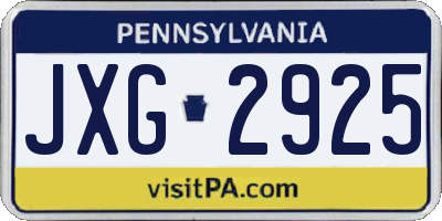 PA license plate JXG2925