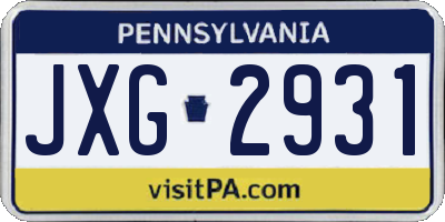 PA license plate JXG2931
