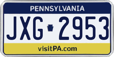 PA license plate JXG2953