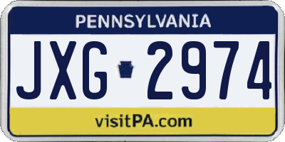 PA license plate JXG2974