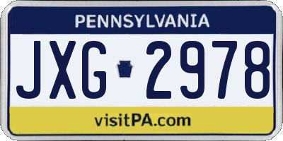 PA license plate JXG2978