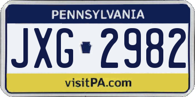 PA license plate JXG2982