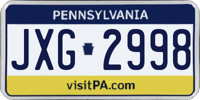 PA license plate JXG2998