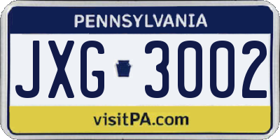PA license plate JXG3002