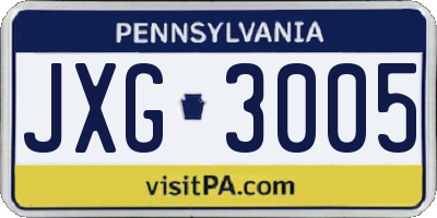 PA license plate JXG3005