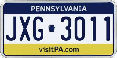PA license plate JXG3011