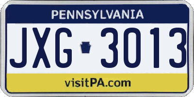 PA license plate JXG3013